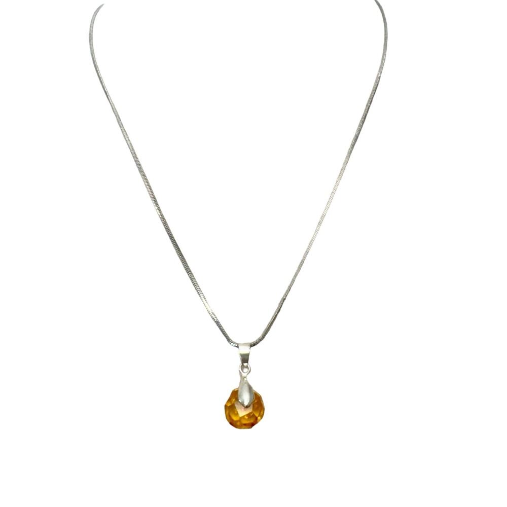Baltic Amber Necklace Dainty Pendant